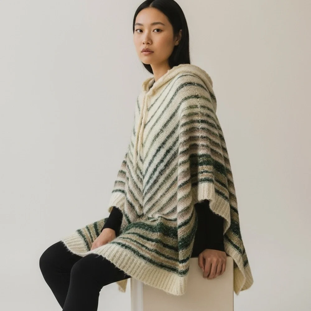 BREATHTAKING - EXTRAORDINARY DUAL FUNCTION PONCHO / SKIRT. 100% WOOL‎ -HANDMADE